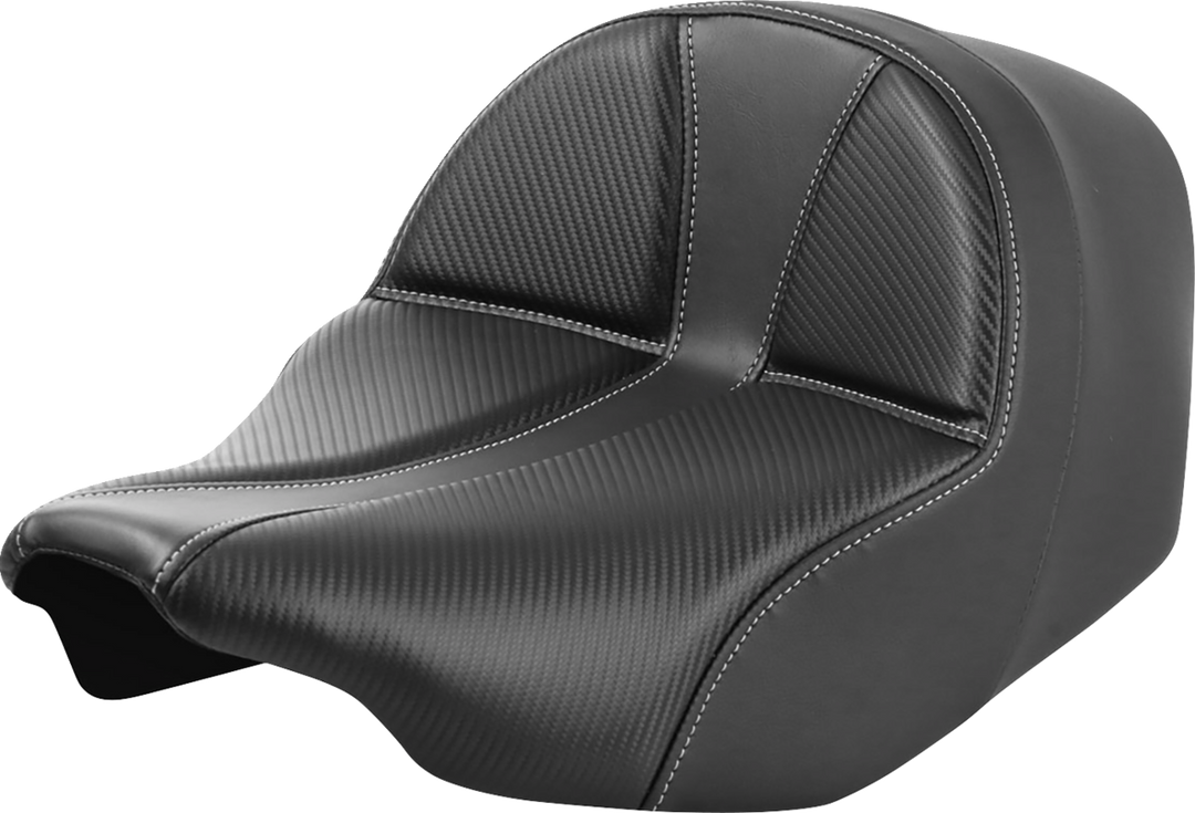 SADDLEMEN Dominator Solo Seat - Carbon Fiber w/ Silver Stitch - FLT/FLH '23-'24 823-07-0042