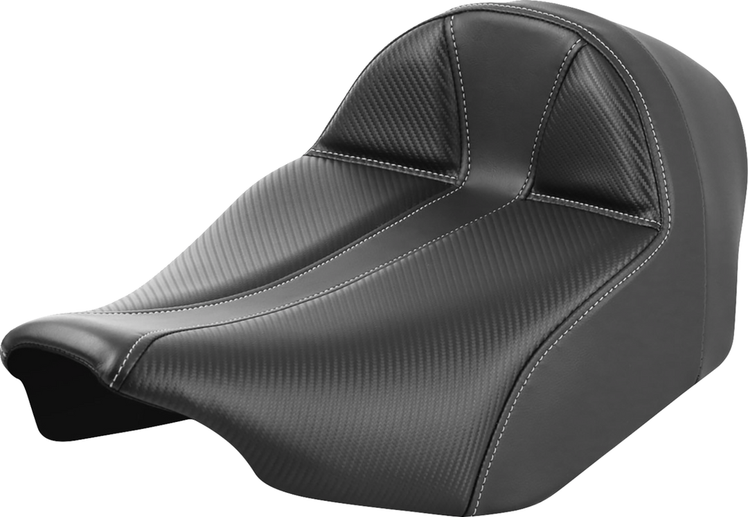 SADDLEMEN Dominator Solo Seat - Carbon Fiber w/ Silver Stitch - Extended Reach - FLT/FLH '23-'24 823-07E-0042