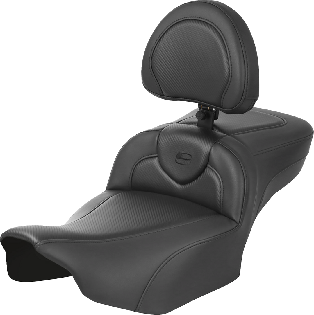 SADDLEMEN Roadsofa™ Extended Reach Seat - with Backrest - Carbon Fiber - FLTR/FLHX '23-'24 823-07-186B0