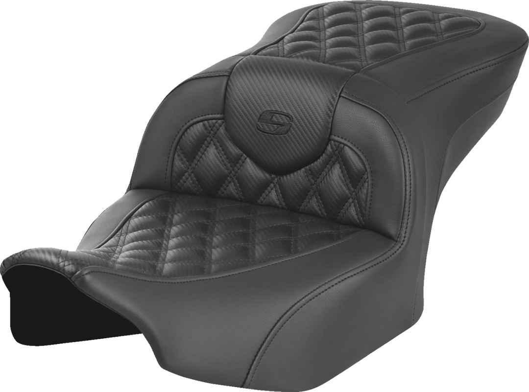 SADDLEMEN RoadSofa™ Seat - without Backrest - Carbon Fiber - Lattice Stitch - FLTR/FLHX '23-'24 823-07-20600
