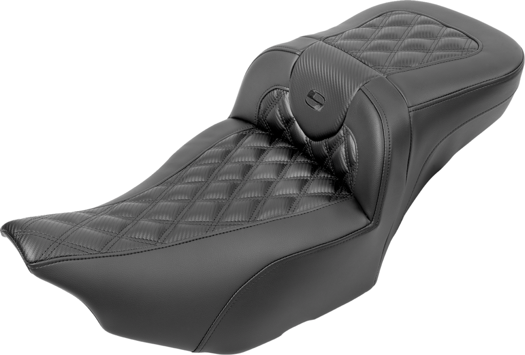 SADDLEMEN Roadsofa™ Extended Reach Seat - without Backrest - Carbon Fiber - Lattice Stitch - FLTR/FLHX '23-'24 823-07-20700