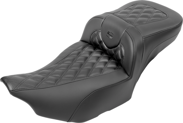 SADDLEMEN Roadsofa™ Extended Reach Seat - without Backrest - Carbon Fiber - Lattice Stitch - FLTR/FLHX '23-'24 823-07-20700