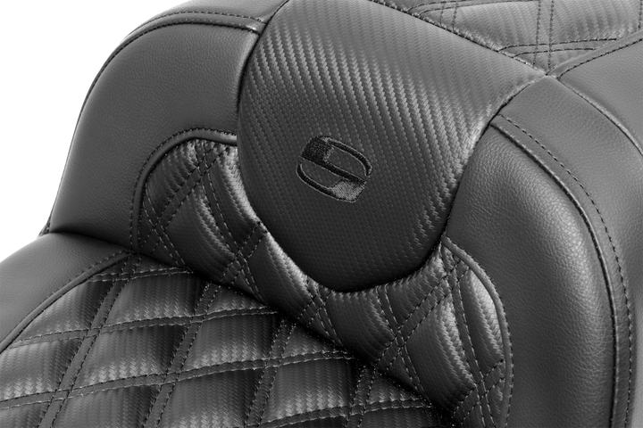 SADDLEMEN Roadsofa™ Extended Reach Seat - without Backrest - Carbon Fiber - Lattice Stitch - FLTR/FLHX '23-'24 823-07-20700