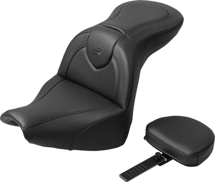 SADDLEMEN RoadSofa™ Seat - with Backrest - Black Stitch - FXBR/S '18-'20 818-31-187BR