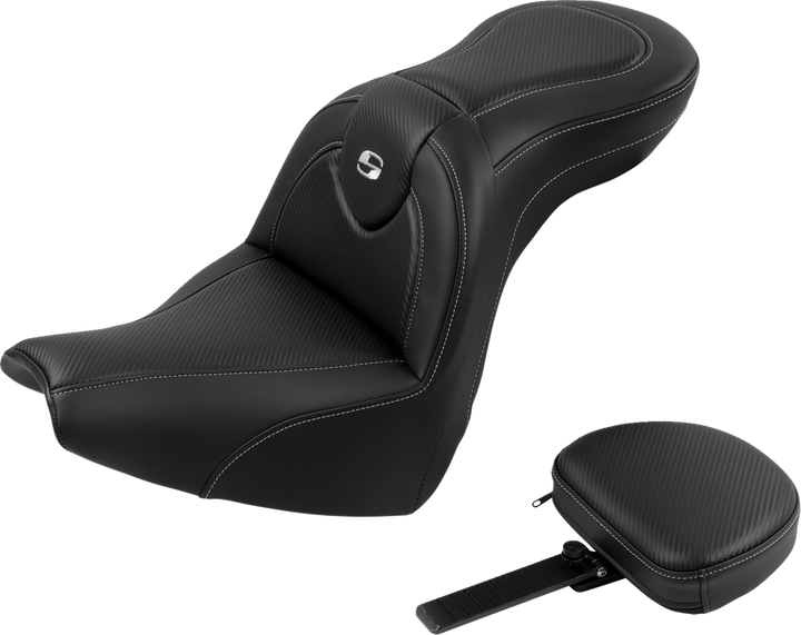 SADDLEMEN Roadsofa™ Seat - with Backrest - Carbon Fiber - FXBR/S '18-'20 818-31-185BR
