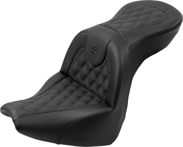 SADDLEMEN Roadsofa™ Seat - with Backrest - Lattice Stitch - FXBR/S '18-'20 818-31-182BR