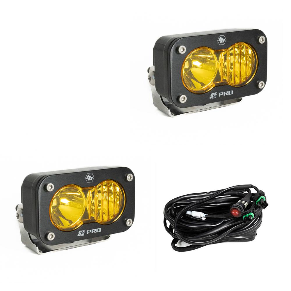 Baja Designs DOT LP6 LED Headlight Kit 2014-2023 Harley Davidson Street Glide (White) Baja DesignsS2 Pro Pair Driving/Combo LED Baja Amber Baja Designs