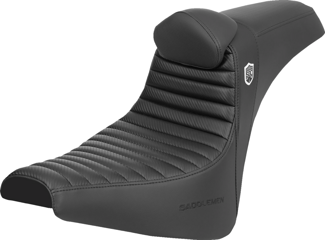 SADDLEMEN Pro Series SDC Performance Seat - w/ Backrest - Tuck-n-Roll/Carbon Fiber - Gripper - FX '18-'24 - SC81830TB