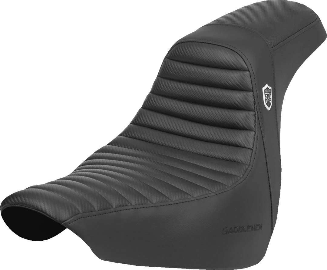 SADDLEMEN Pro Series SDC Performance Seat - w/o Backrest - Tuck-n-Roll/Carbon Fiber - Gripper - FL/FX '18-'24 - SC81829T