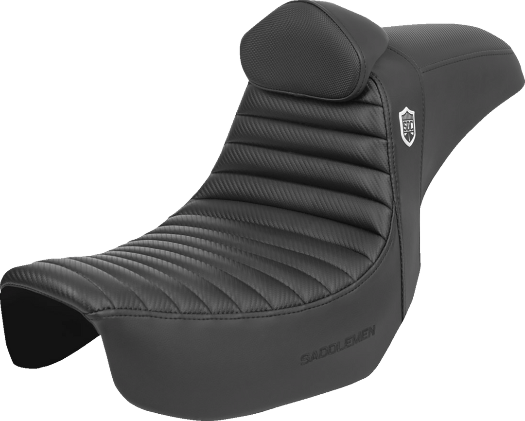 SADDLEMEN Pro Series SDC Performance Seat - w/ Backrest - Tuck-n-Roll/Carbon Fiber - Gripper - Dyna '06-'17 - SC80604TB