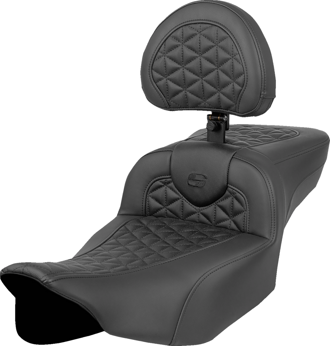 SADDLEMEN RoadSofa™ Tri Gripper Seat - Extended Reach - w/ Backrest - FLH/FLT '23-'24 823-07-211B0