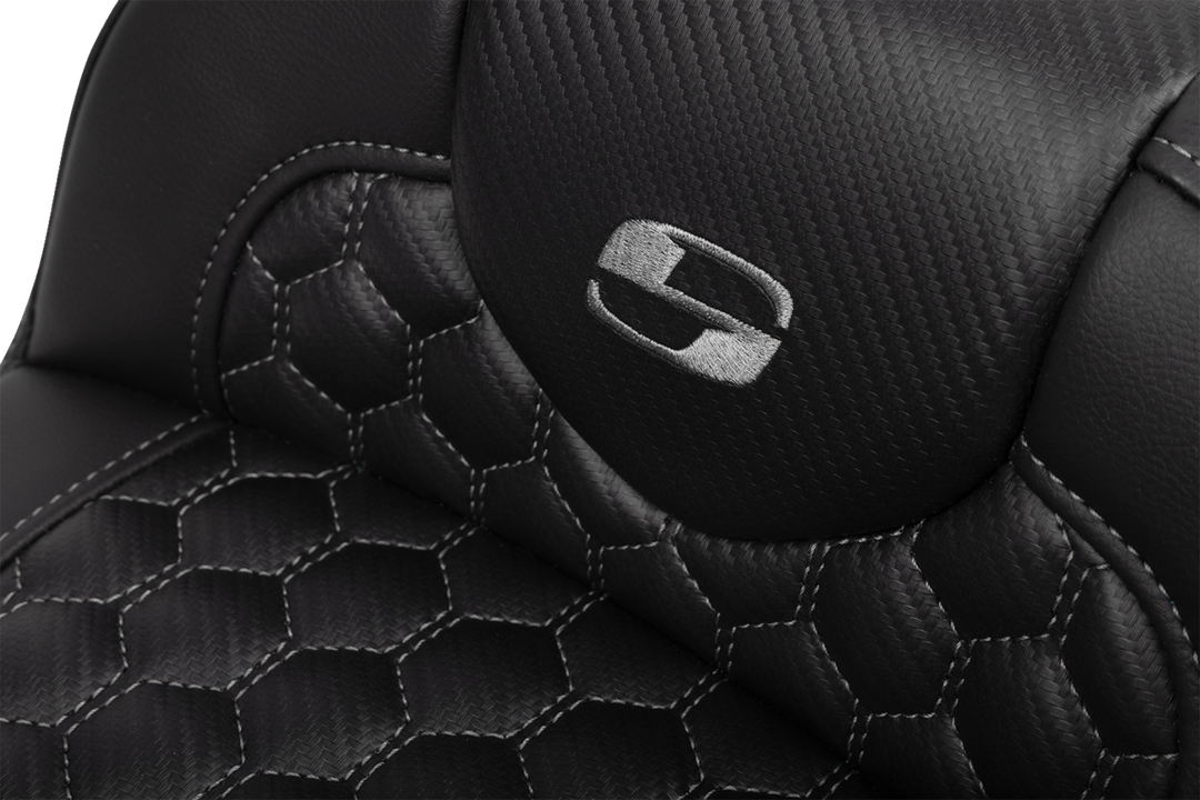 SADDLEMEN Roadsofa Extended Reach Seat - with Backrest - Honeycomb - Dark Gray Stitch - FLTR/FLHX '23-'24 - 823-07-190B2