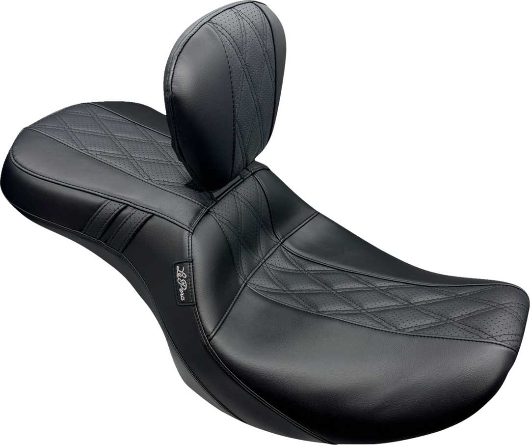 LE PERA Outcast 2-Up Seat - With Backrest - GT2 Inlay - FLH/FLT '23-'25 LV-997BRGT2