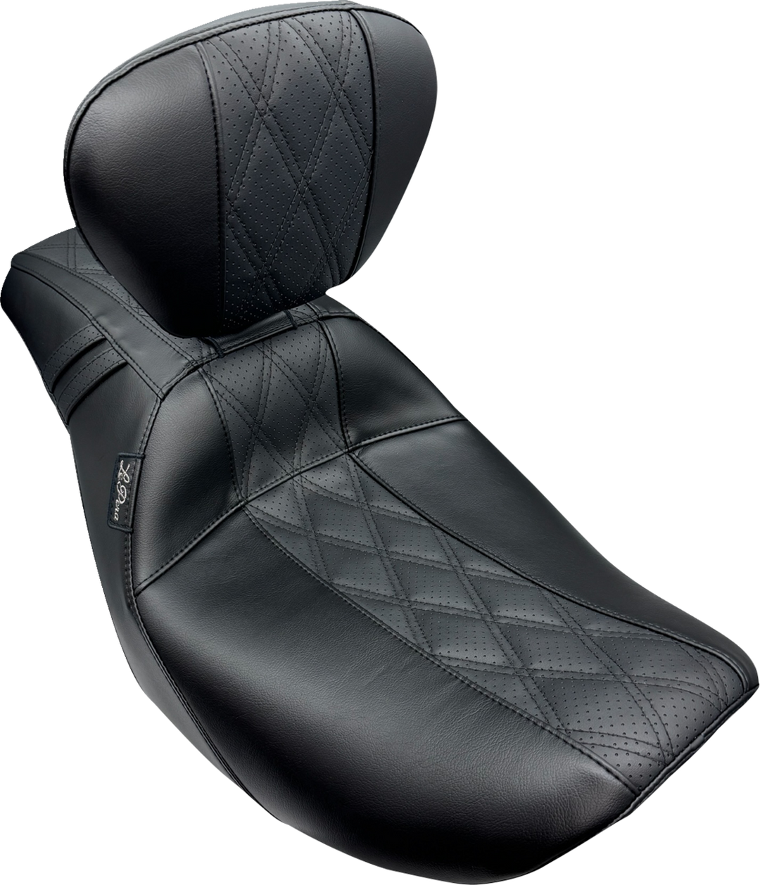 LE PERA Outcast Full-Length Seat - With Backrest - GT2 Inlay - FLH/FLT '23-'25 LV-987BRGT2