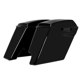 Vivid Black 2-Into-1 Extended 4" Stretched Saddlebags for Harley® Touring '14-'23