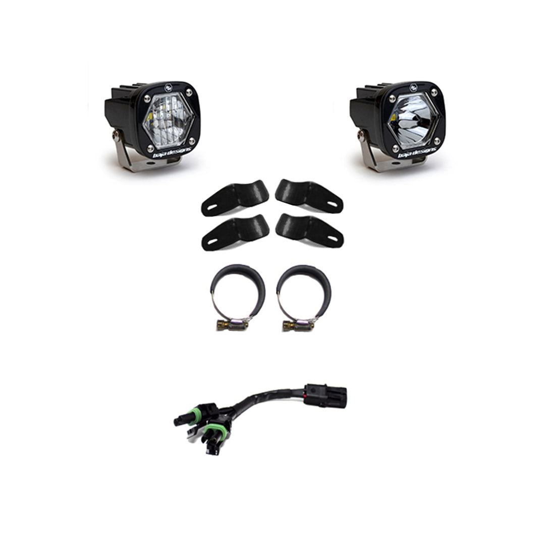 Baja Designs DOT LP6 LED Headlight Kit 2014-2023 Harley Davidson Street Glide (White) Baja DesignsS1 Universal Moto Kit Driving/Combo w/EFI Baja Designs