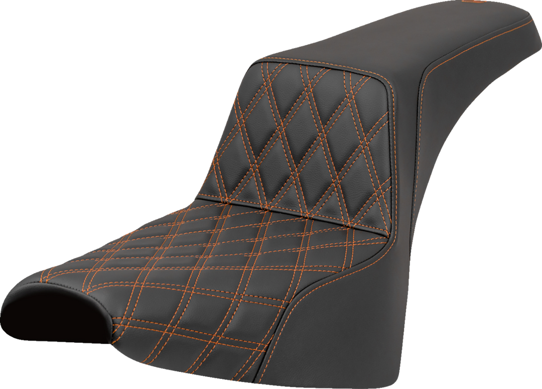 SADDLEMEN Step-Up Seat - Front Lattice Stitch - Orange Stitch - FXST/FXBB '18-'25 818-30-17203