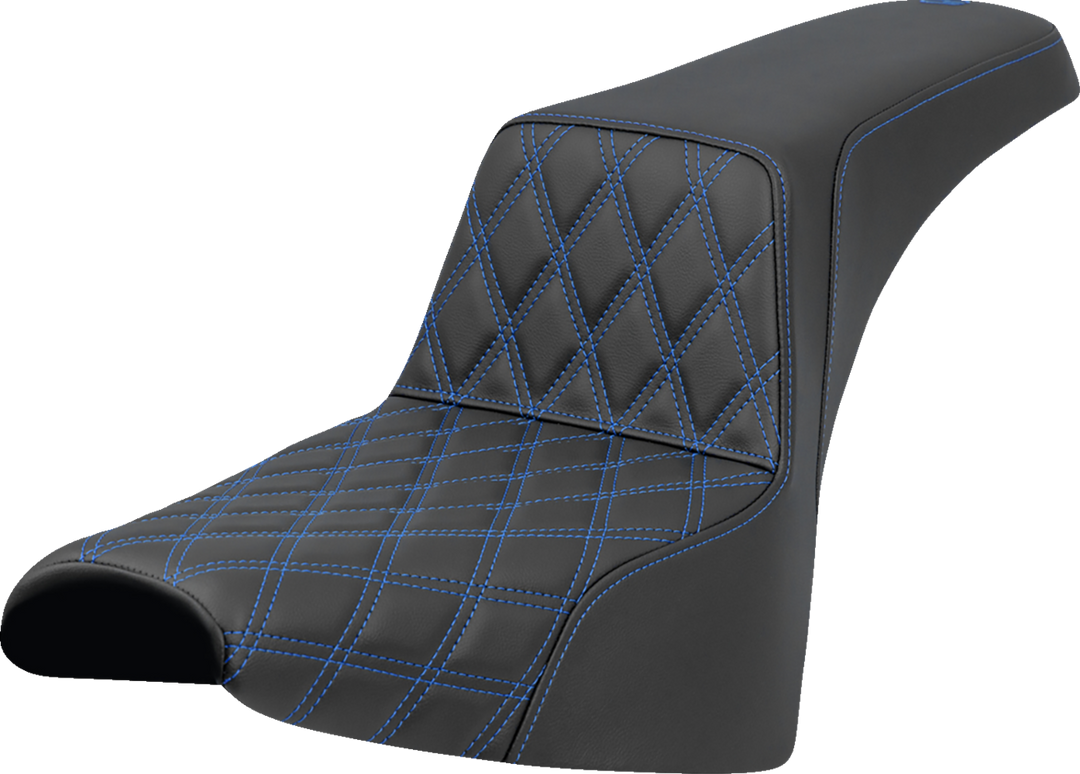 SADDLEMEN Step-Up Seat - Front Lattice Stitch - Blue Stitch - FXST/FXBB '18-'25 818-30-17201
