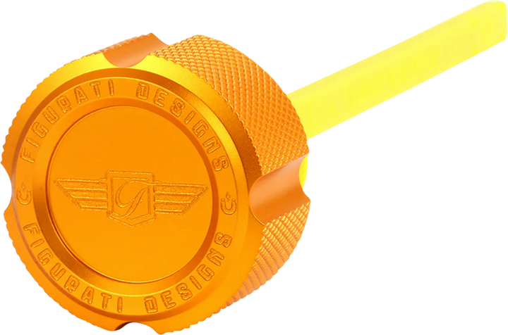 FIGURATI DESIGNS Performance Magnetic Oil Dipstick - Knurled - Gold - M8 Touring/Trike FDP01-M8KN-G