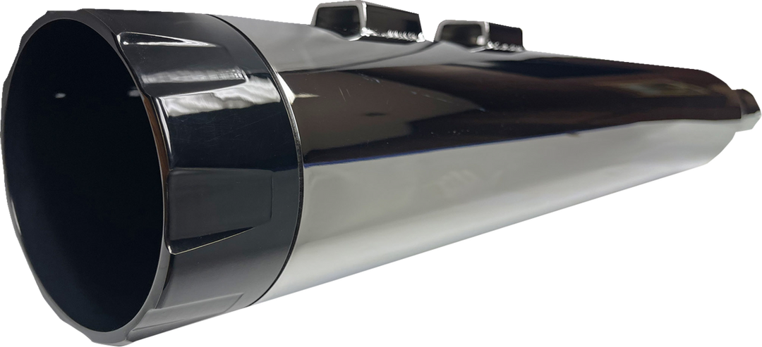 BASSANI XHAUST 4-1/2" Straight Can Slip-On Mufflers - Chrome with Black End Cap - Twin Cam Touring 1F744