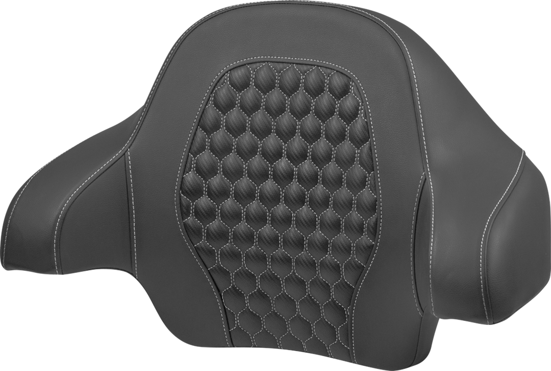 SADDLEMEN Tour Pack Backrest Pad - Honeycomb - Silver Stitching - FLH/FLT '14-'24 814-07-19005