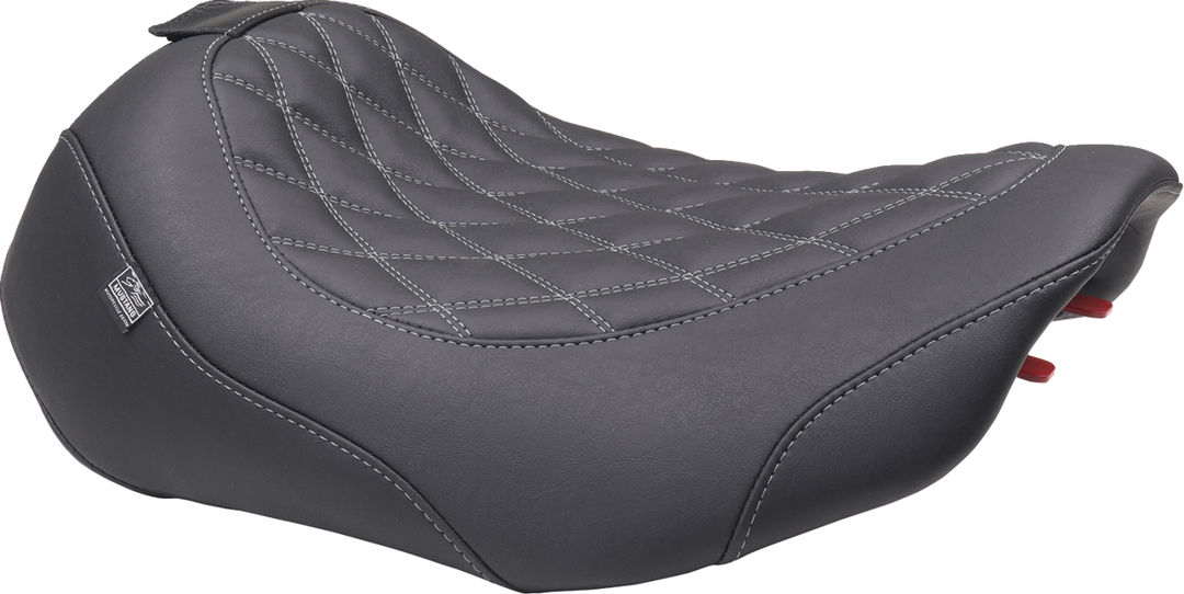 MUSTANG Wide Tripper Seat - Solo - Dark Brown/Gun Metal Stitching - FLT/FLH '23-'25 - 89503GM