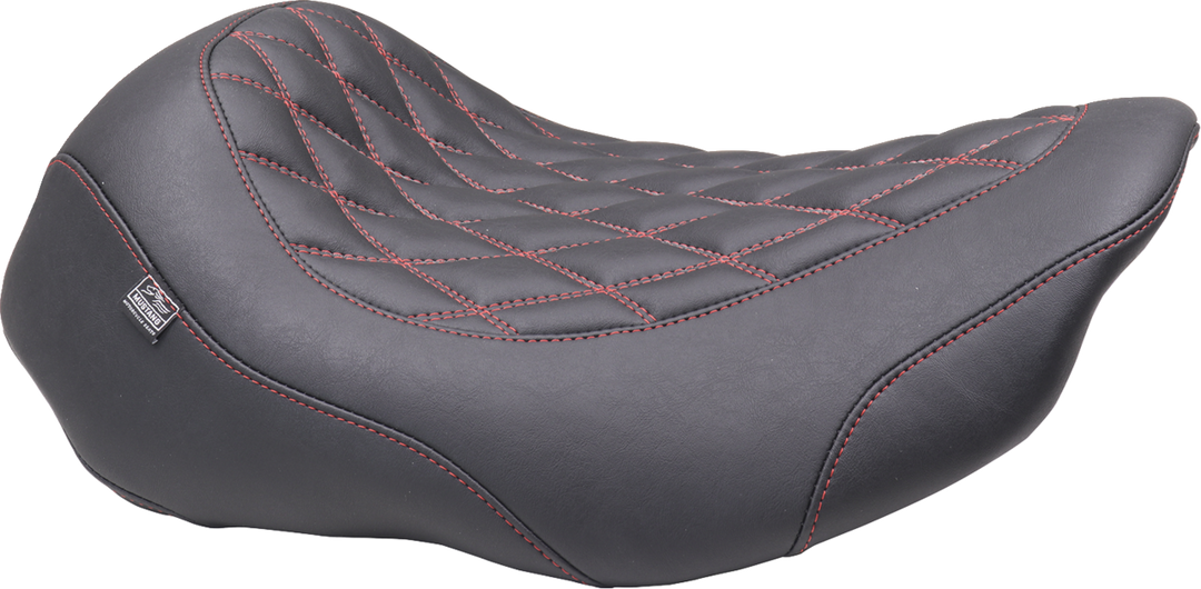 MUSTANG Wide Tripper Seat - Solo - Dark Cherry Stitching - FLT/FLH '23-'25 - 88503DC