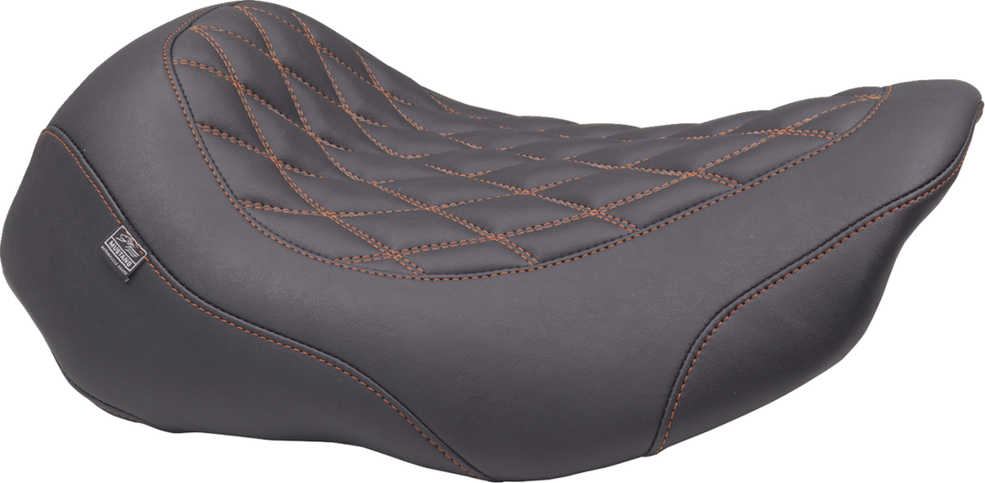 MUSTANG Wide Tripper Seat - Solo - Mandarin Orange Stitching - FLT/FLH '23-'25 - 88503MO