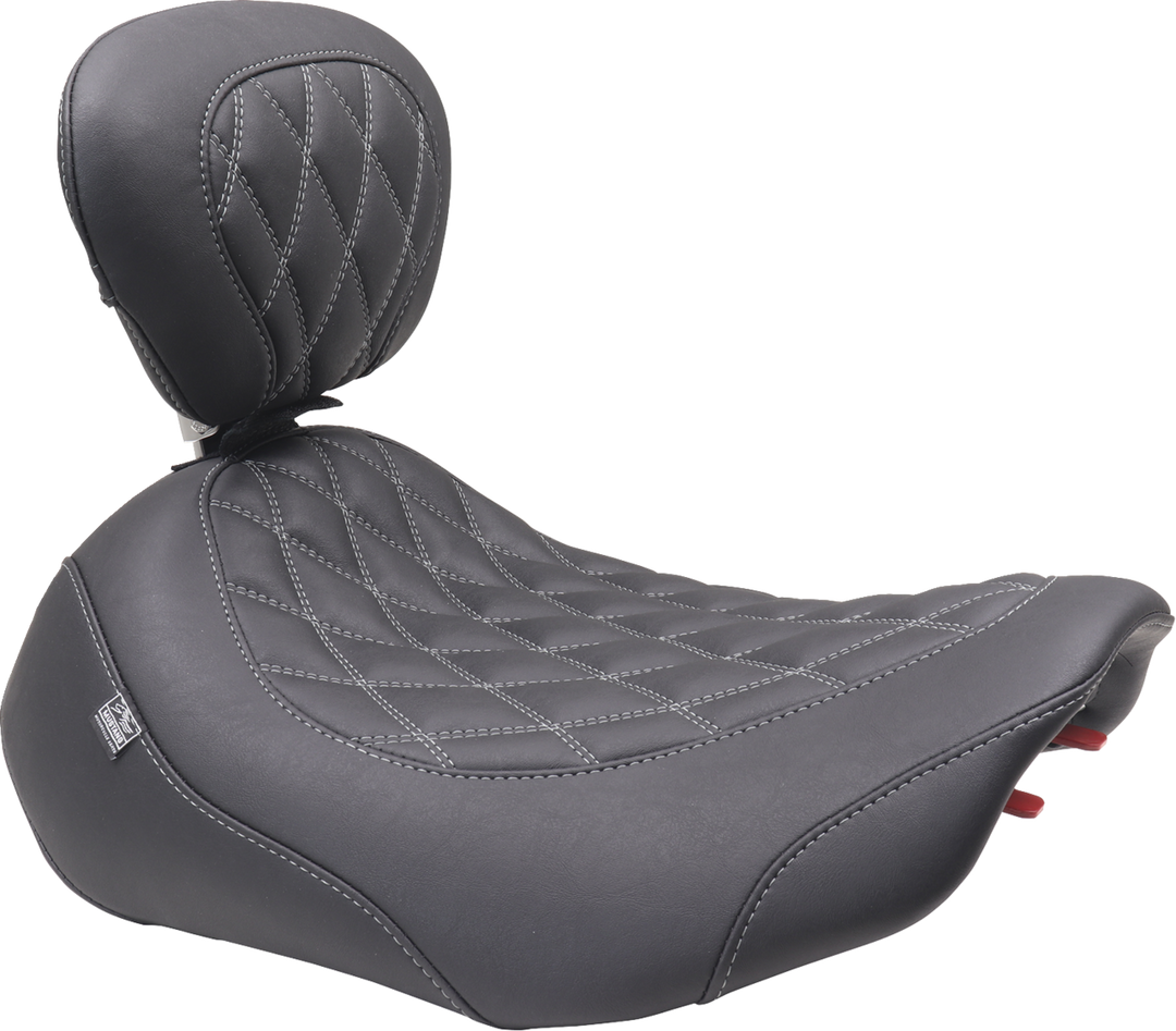 MUSTANG Wide Tripper Seat - Solo - Dark Brown/Gun Metal Stitching - FLT/FLH '23-'25 - 89503GM