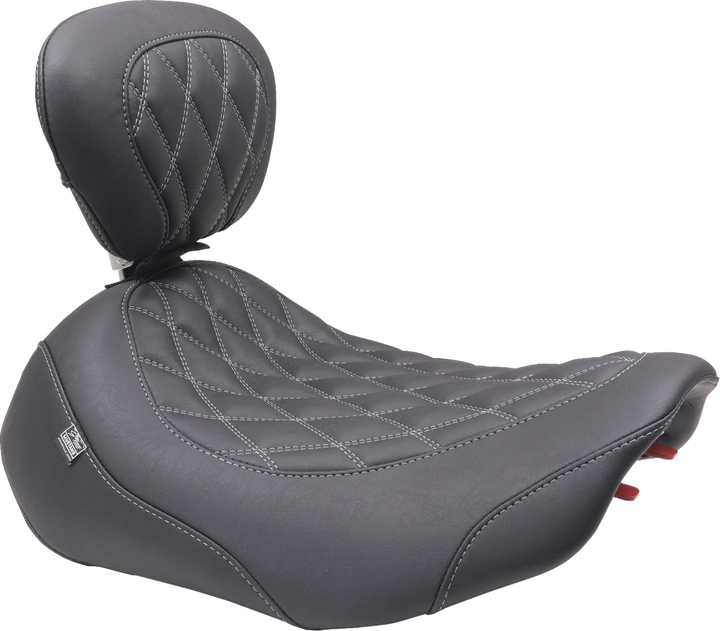 MUSTANG Wide Tripper Seat - Solo - Dark Brown/Gun Metal Stitching - FLT/FLH '23-'25 - 89503GM