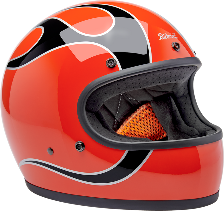 Biltwell Gringo Helmet - Flames - Competition Orange