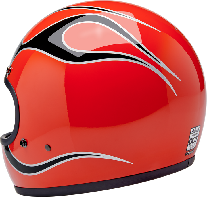 Biltwell Gringo Helmet - Flames - Competition Orange