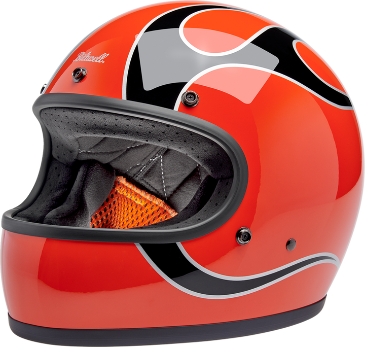 BILTWELL Gringo Helmet - Flames - Competition Orange - XL 1002-593-505