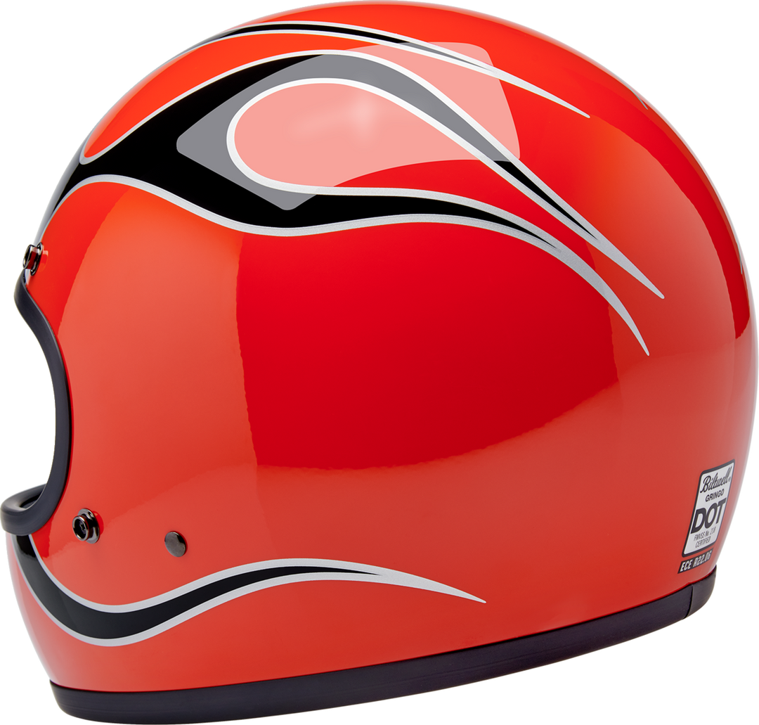 Biltwell Gringo Helmet - Flames - Competition Orange