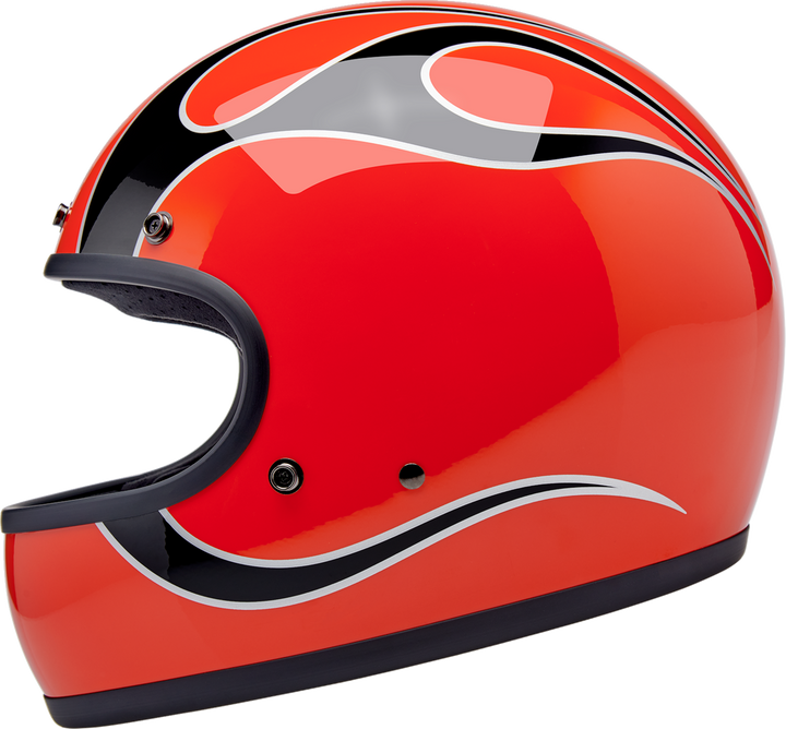 Biltwell Gringo Helmet - Flames - Competition Orange