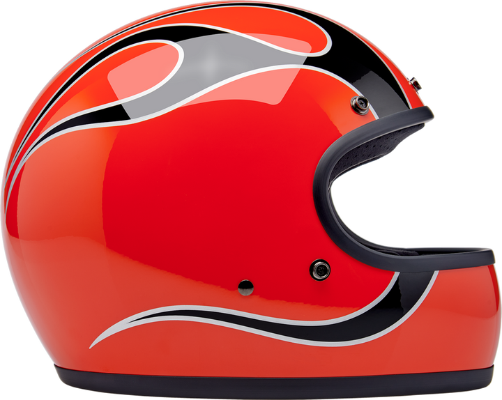 Biltwell Gringo Helmet - Flames - Competition Orange