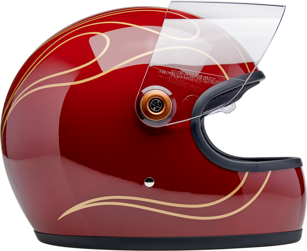 Biltwell Gringo S Helmet - Flames - Gloss Garnet Red