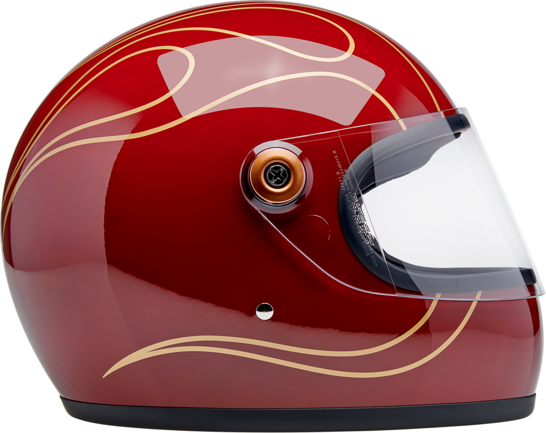 Biltwell Gringo S Helmet - Flames - Gloss Garnet Red