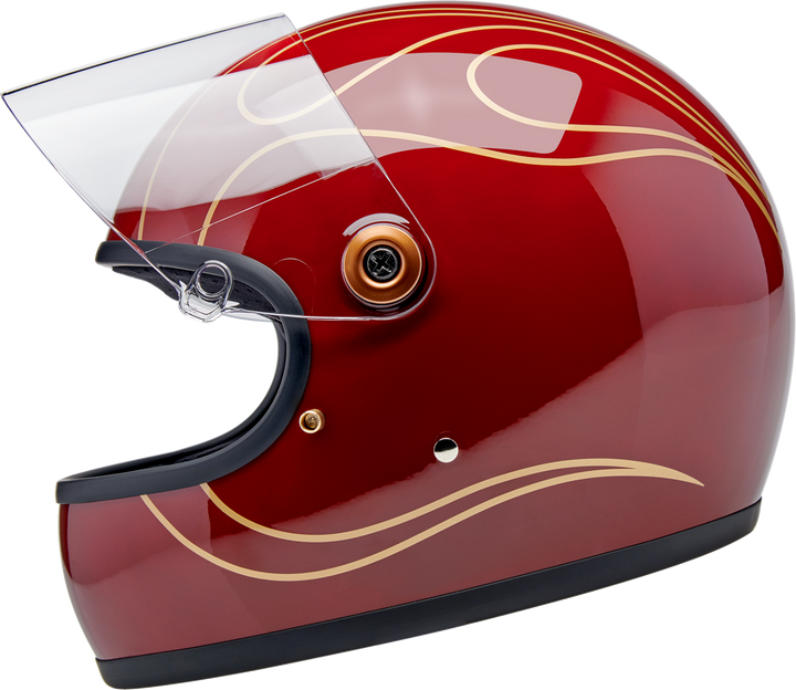 Biltwell Gringo S Helmet - Flames - Gloss Garnet Red