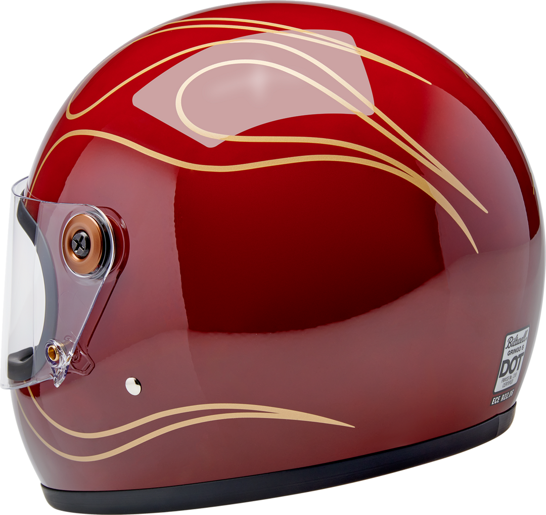 Biltwell Gringo S Helmet - Flames - Gloss Garnet Red