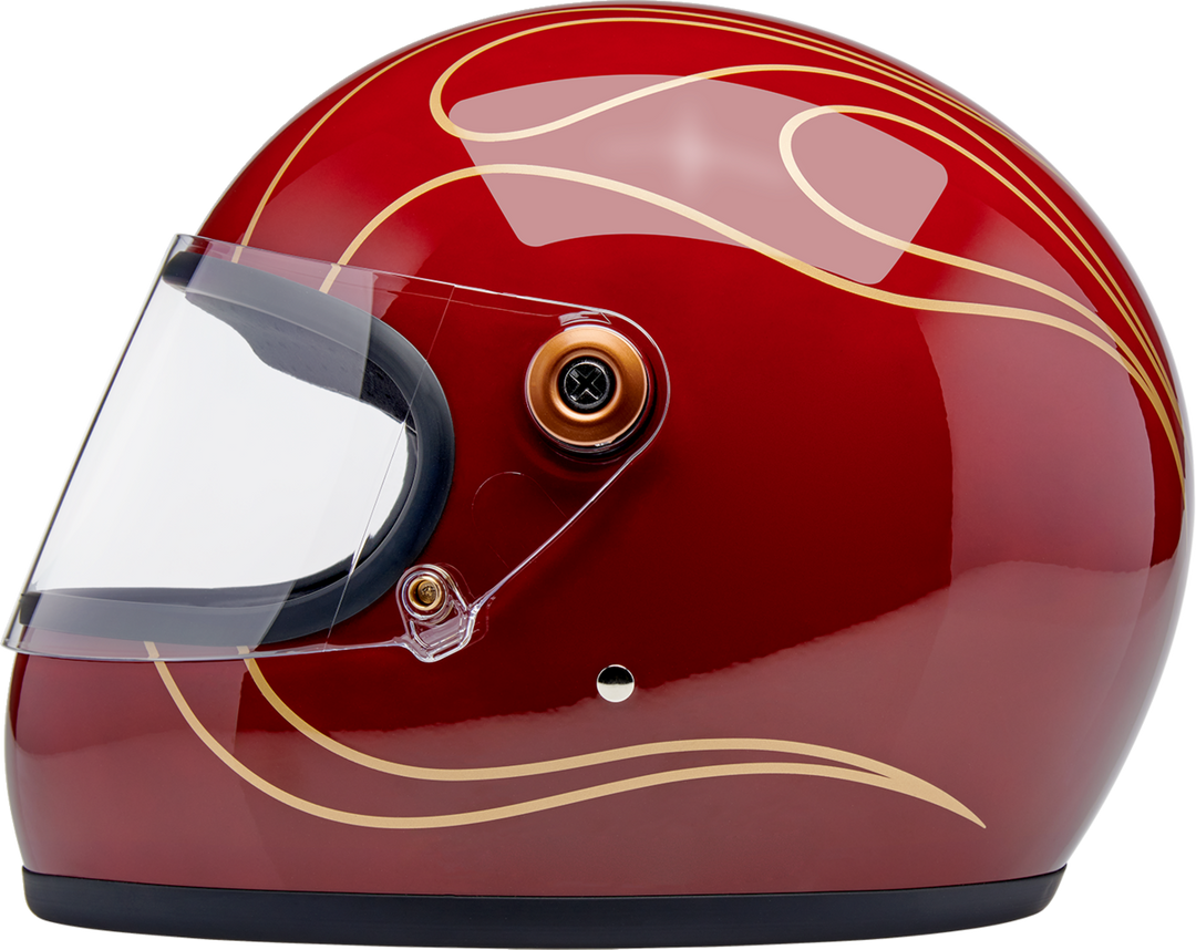 Biltwell Gringo S Helmet - Flames - Gloss Garnet Red