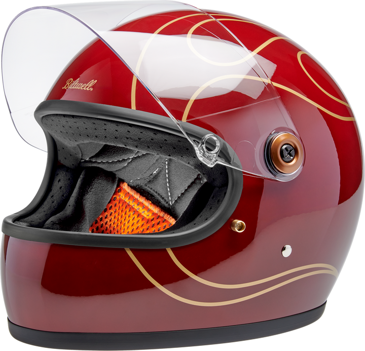 Biltwell Gringo S Helmet - Flames - Gloss Garnet Red