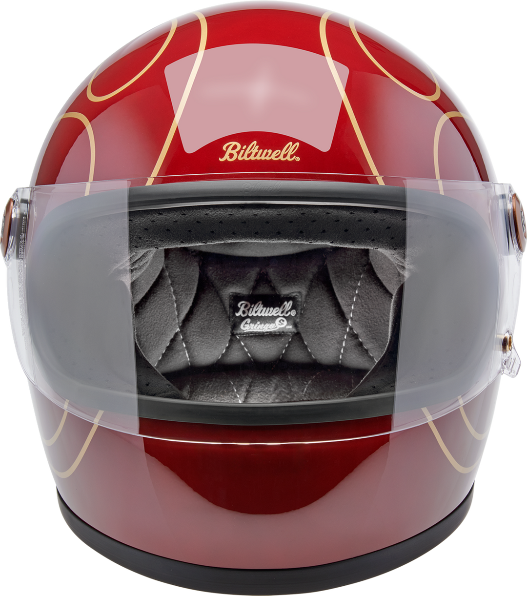 Biltwell Gringo S Helmet - Flames - Gloss Garnet Red