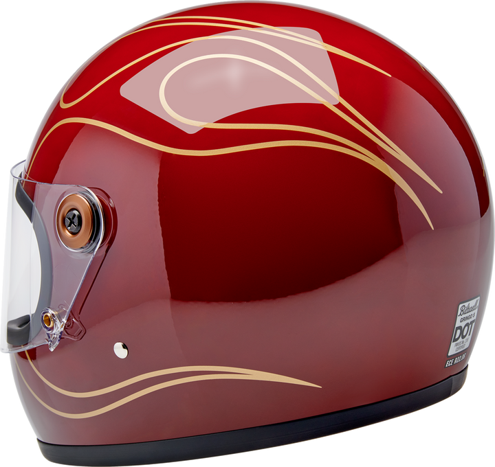 Biltwell Gringo S Helmet - Flames - Gloss Garnet Red