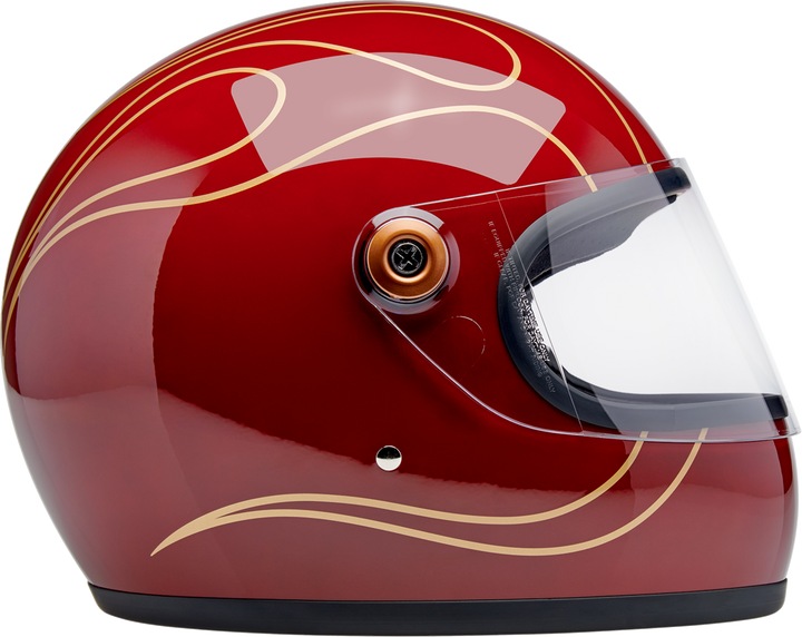 Biltwell Gringo S Helmet - Flames - Gloss Garnet Red