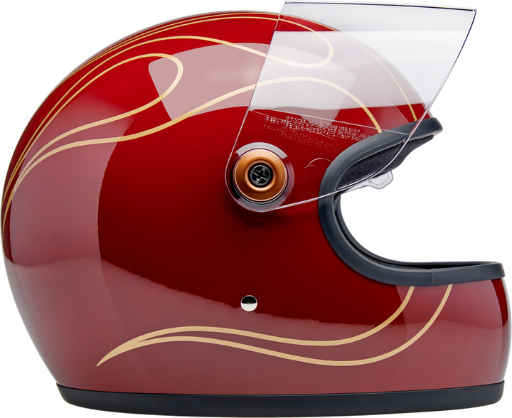 Biltwell Gringo S Helmet - Flames - Gloss Garnet Red