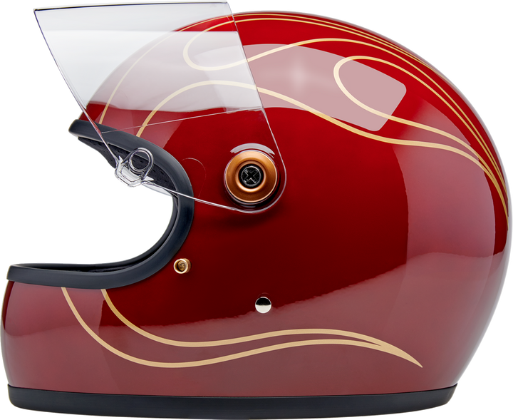 Biltwell Gringo S Helmet - Flames - Gloss Garnet Red