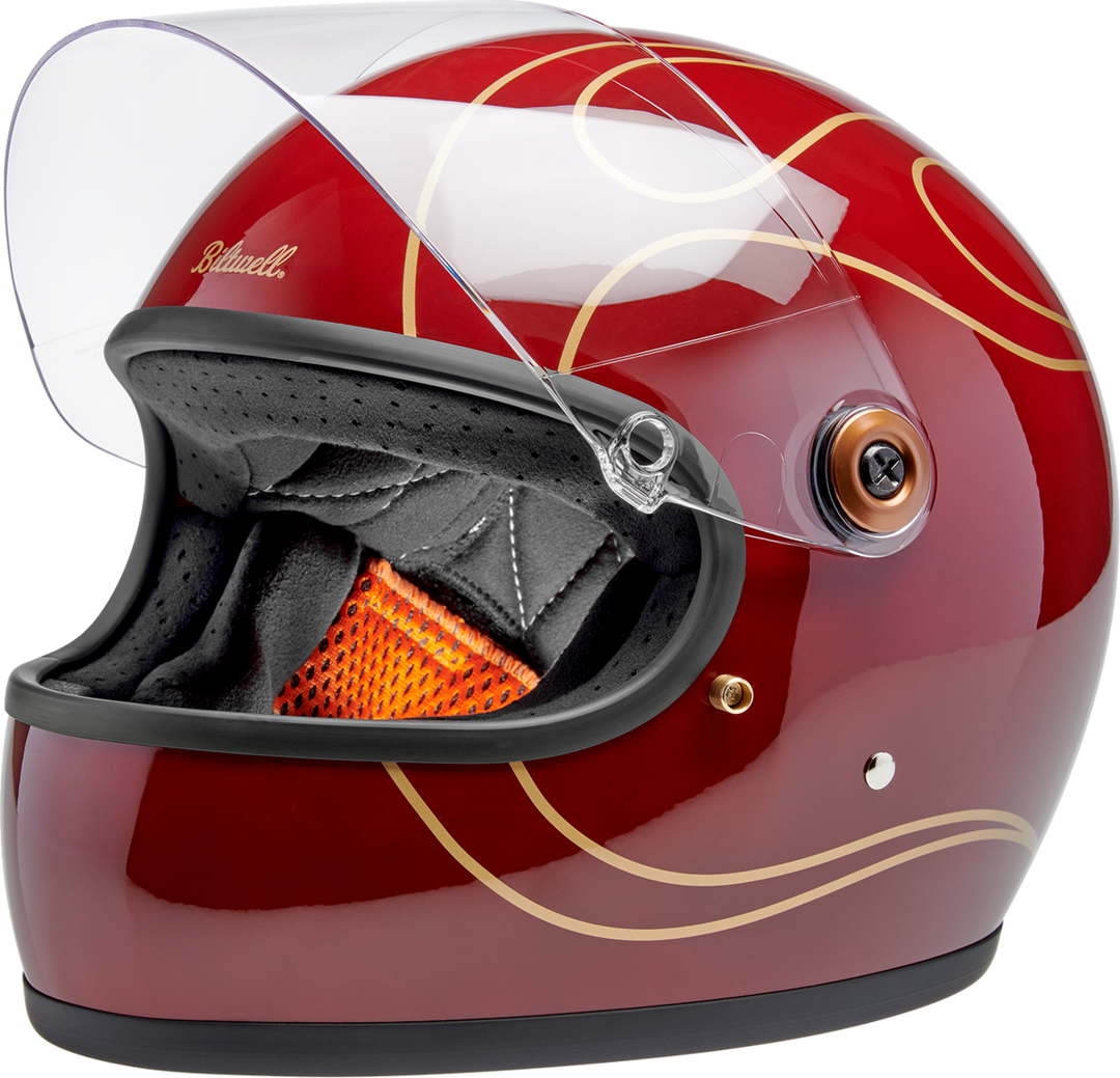 Biltwell Gringo S Helmet - Flames - Gloss Garnet Red