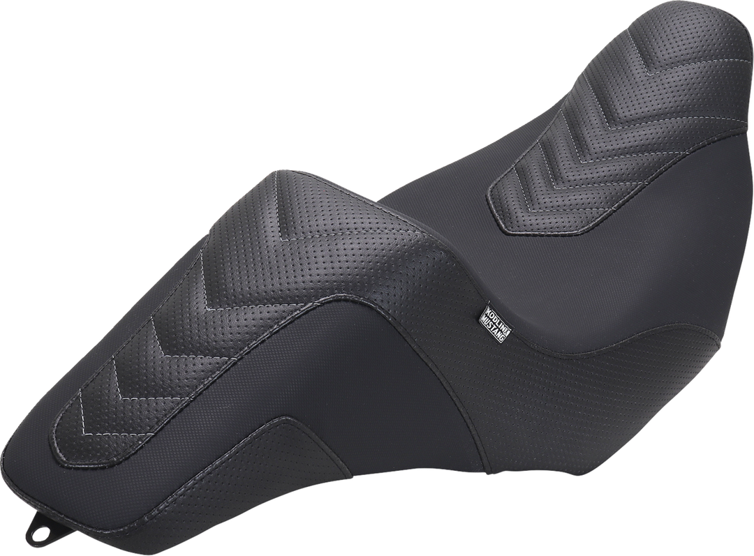MUSTANG Kodlin Signature Series Squareback* Seat - Black w/ Gunmetal Stitch - FLH/FLT '23-'24 76324GM