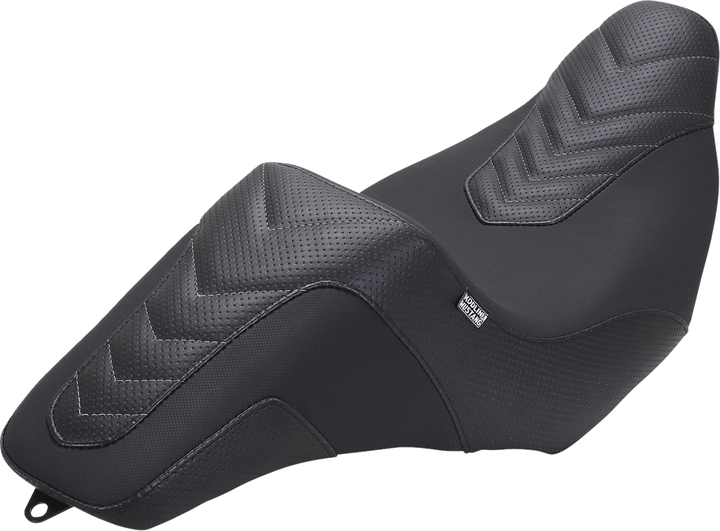 MUSTANG Kodlin Signature Series Squareback* Seat - Black w/ Gunmetal Stitch - FLH/FLT '23-'24 76324GM